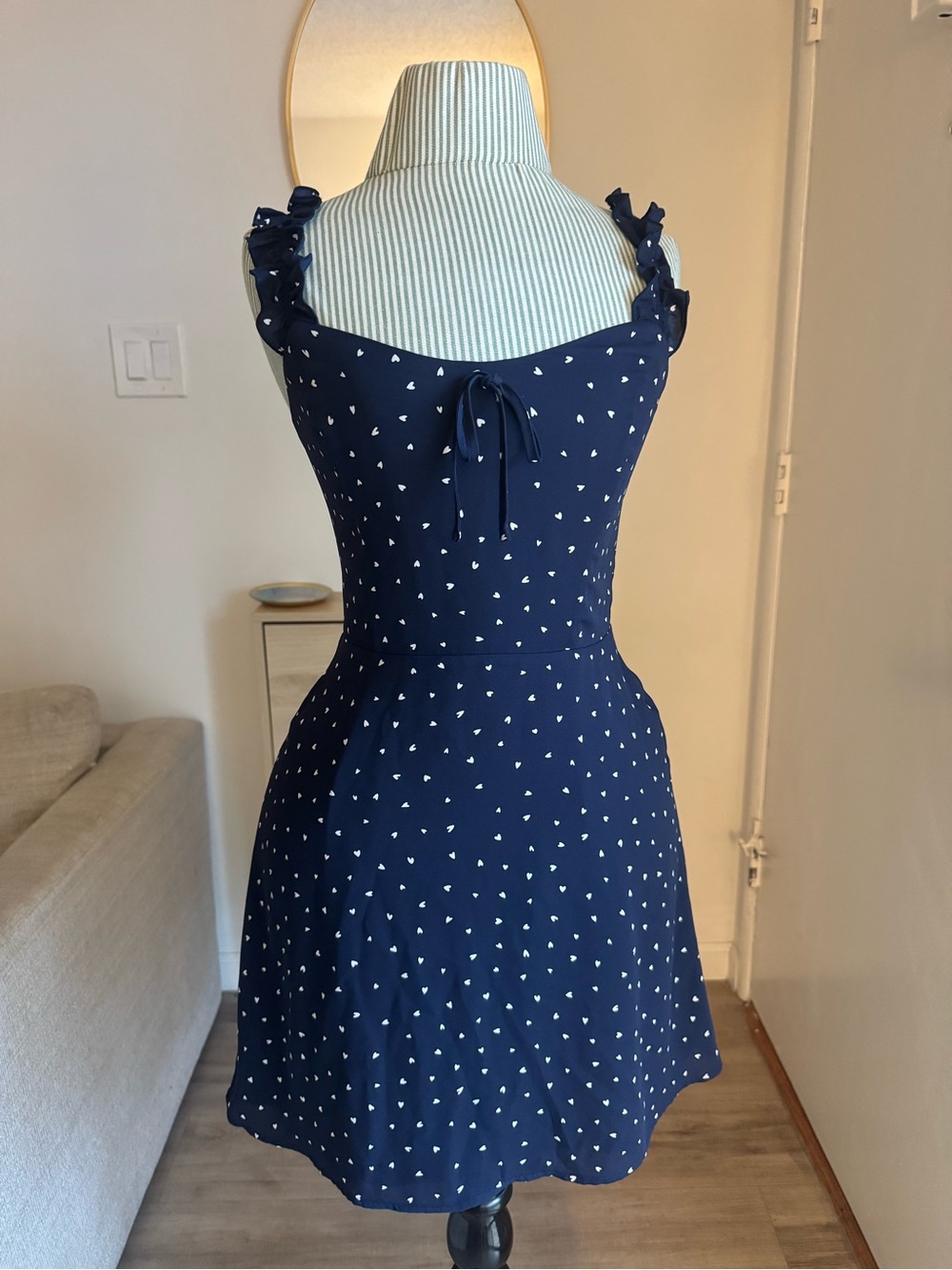 Sunday Best Navy Dress with White Dot Texture